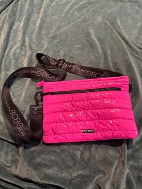 BCBGeneration Hot Pink Quilted Crossbody with Branded Strap